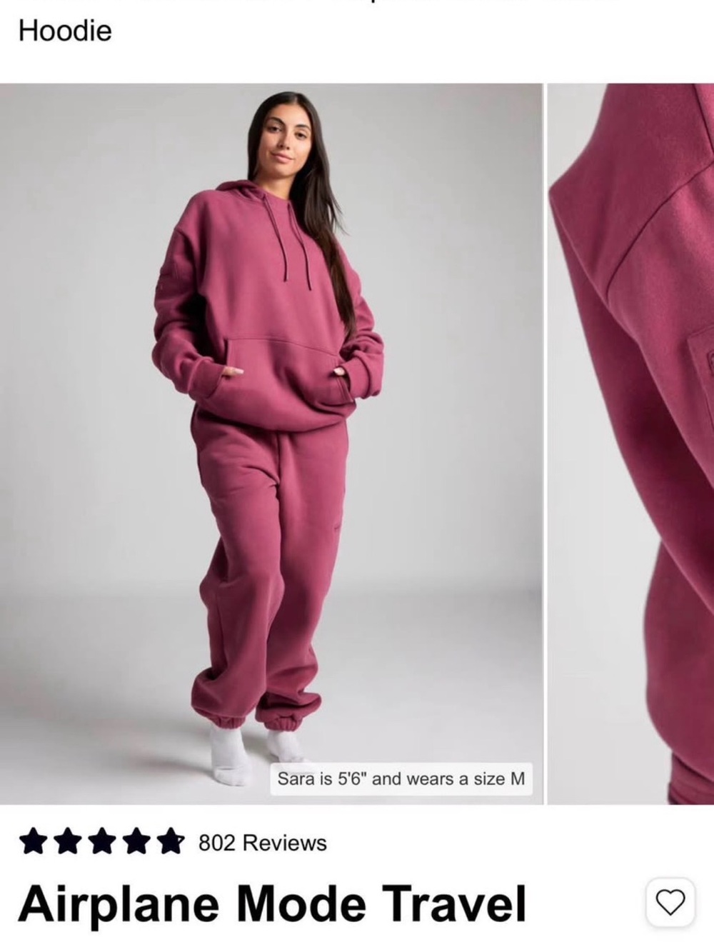 Airplane Mode Travel Hoodie - Dusty Rose - Picture 4 of 8